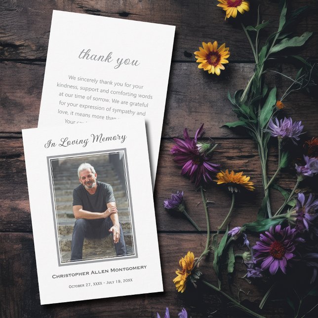 Carte De Correspondance Mémorial de la photo de simple funérailles (Simple funeral photo sympathy memorial flat note cards)