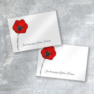 Carte De Correspondance Mémorial du nom du Poppy Red