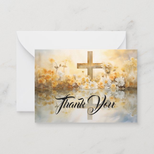Carte De Correspondance Merci à fleurs croisées (Devant)