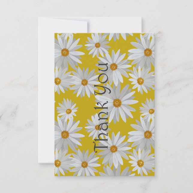 Carte De Correspondance Merci à motif de marguerite (Devant)