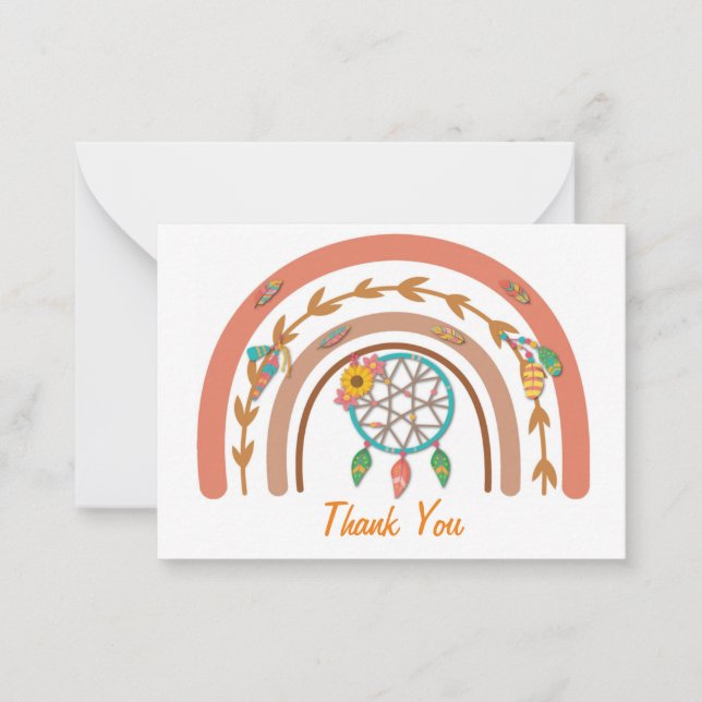Carte De Correspondance Merci arc-en-ciel bohème (Devant)