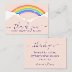 Carte De Correspondance merci baby shower arc-en-ciel rose pourpre