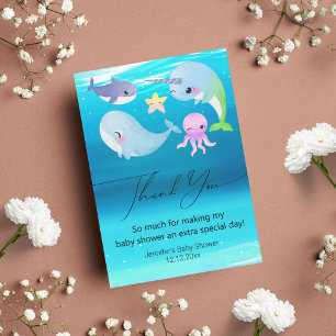 Carte De Correspondance merci baby shower chic écriture aquarium
