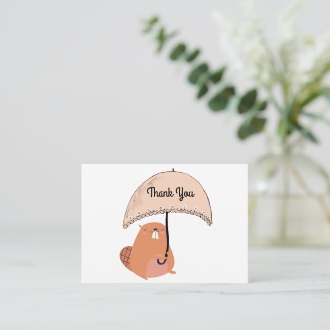Carte De Correspondance Merci Beaver mignon (Debout devant)