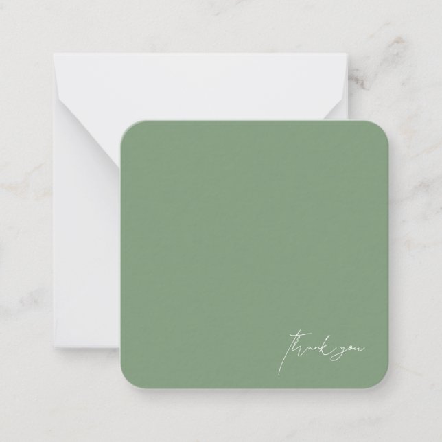 Carte De Correspondance Merci blanc Mariage vert (Devant)