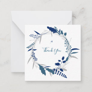 Carte De Correspondance Merci Blue Floral Moderne Flat Note Card