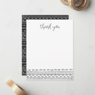 Carte De Correspondance Merci Boho moderne au charbon de bois
