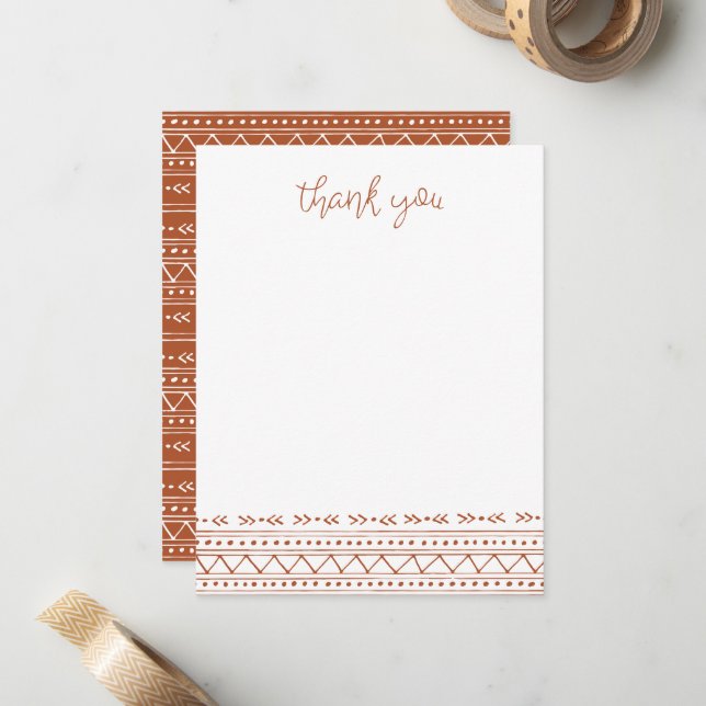 Carte De Correspondance Merci Boho moderne rouille (Devant/Arrière en situation)