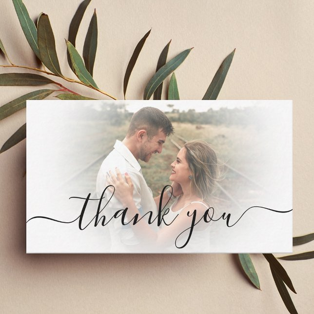 Carte De Correspondance merci calligraphie moderne photo mariage (Créateur téléchargé)