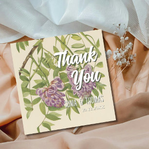 Carte De Correspondance Merci d'aquarelle botanique vintage Wistaria