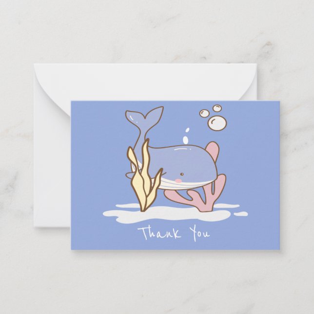 Carte De Correspondance Merci de baleines mignonne (Devant)