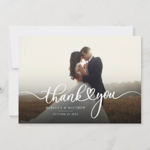 Carte De Correspondance Merci de calligraphie photo Mariage en couple