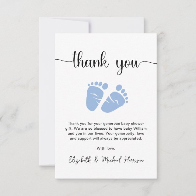 Carte De Correspondance Merci de douche pour bébé garçon (Devant)
