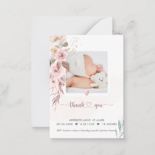 Carte De Correspondance Merci de douche Rose H2 Dusty