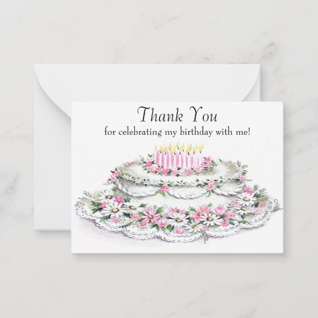 Carte De Correspondance Merci de gâteau d'anniversaire doux (Devant)