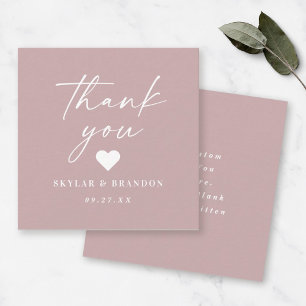 Carte De Correspondance Merci de Mariage Mauve Dusty couleur simple