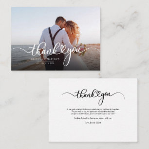 Carte De Correspondance Merci de script photo Mariage moderne