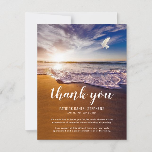 Carte De Correspondance Merci de sympathie funéraire de plage (Devant)
