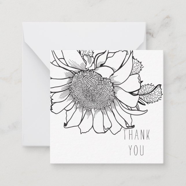 Carte De Correspondance Merci de tournesol monochrome gras (Devant)