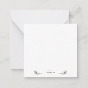 Carte De Correspondance Merci de tournesol simple Monogramme blanc