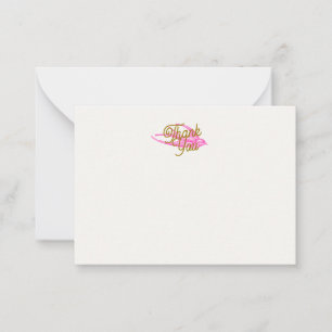 Carte De Correspondance Merci d'hirondelle rose rétro