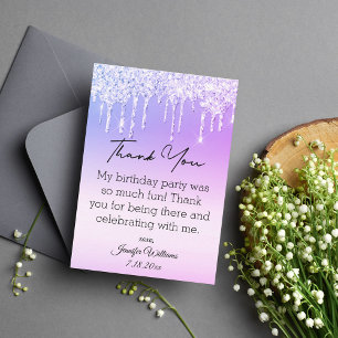 Carte De Correspondance merci doux 16 parties scintillant pourpres gouttes