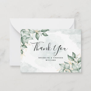Carte De Correspondance MERCI du Mariage de feuillage vert Eucalyptus BUDG