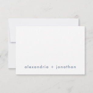 Carte De Correspondance Merci dusty bleu minimaliste moderne