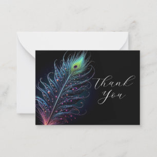 Carte De Correspondance Merci étonnant en plumes de paon