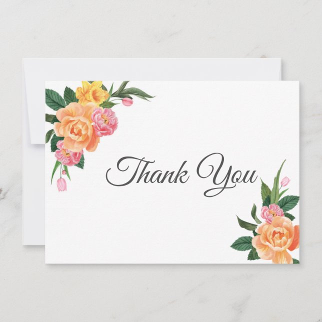 Carte De Correspondance Merci Flat Note carte-pivoines (Devant)