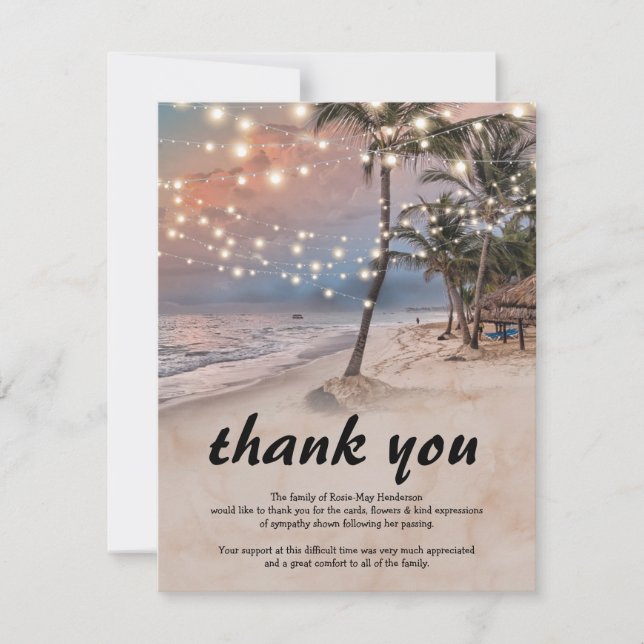 Carte De Correspondance Merci funéraire de plage (Devant)