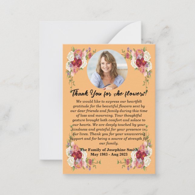Carte De Correspondance Merci Funéraire Pour Fleurs Après La Mort (Devant)