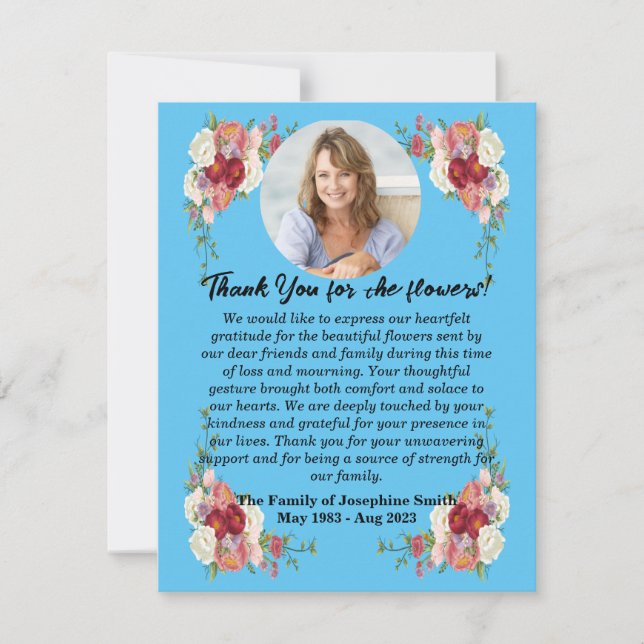 Carte De Correspondance Merci Funéraire Pour Fleurs Après La Mort (Devant)