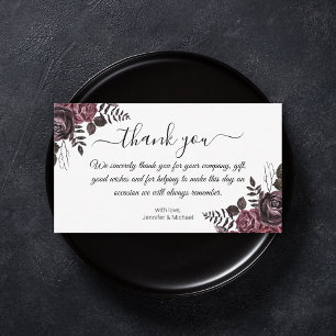 Carte De Correspondance merci gothique fleuri mariage moderne