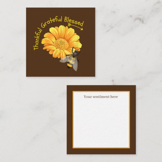 Carte De Correspondance Merci Grateful Sunflower personnalisez (Devant / Derrière)