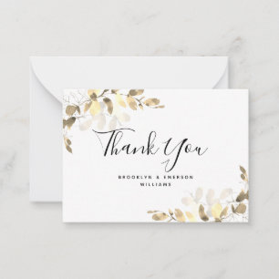 Carte De Correspondance MERCI Mariage de houille Eucalyptus Gold BUDGET