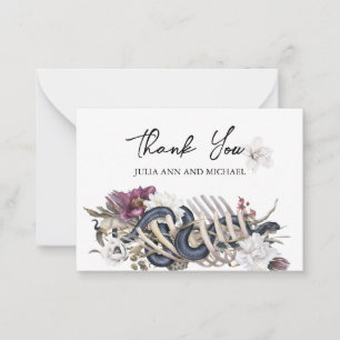 Carte De Correspondance Merci Mariage Halloween serpent floral Éffrayant H
