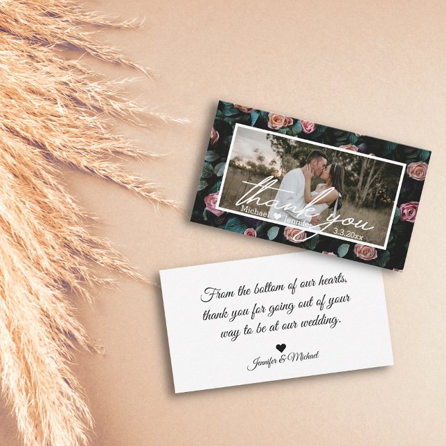 Carte De Correspondance merci mariage photo moderne écriture manuscrite fl (Créateur téléchargé)