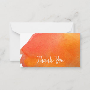 Carte De Correspondance Merci moderne aquarelle orange simple