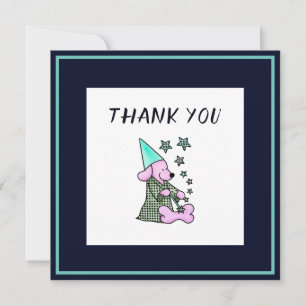 Carte De Correspondance Merci Navy Blue Floral mignon chien
