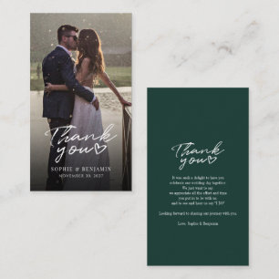 Carte De Correspondance Merci photo de la journée de mariage à la main mod