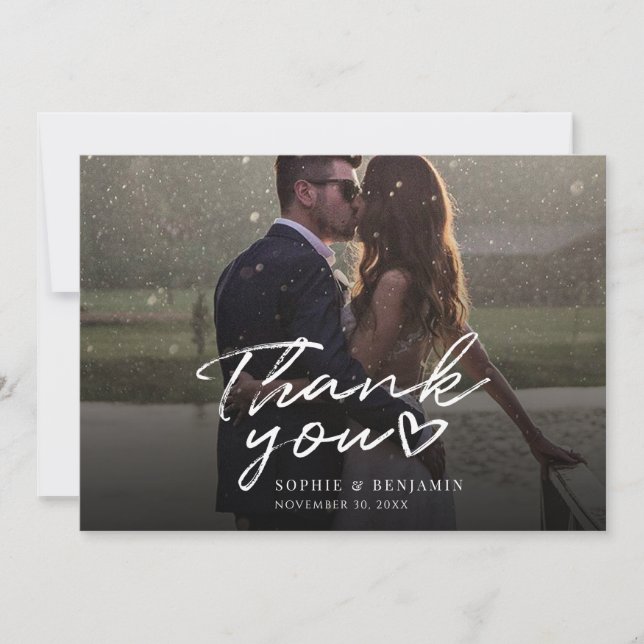 Carte De Correspondance Merci photo de mariage élégant et moderne (Devant)