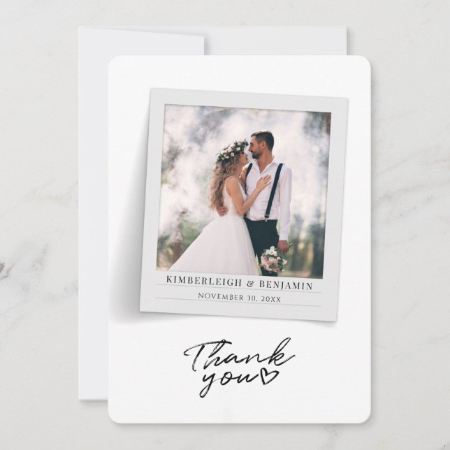 Carte De Correspondance Merci photo Mariage à la main (Devant)