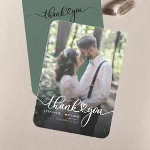 Carte De Correspondance Merci photo Mariage à lettres mains