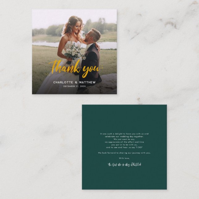 Carte De Correspondance Merci photo Mariage moderne (Devant / Derrière)