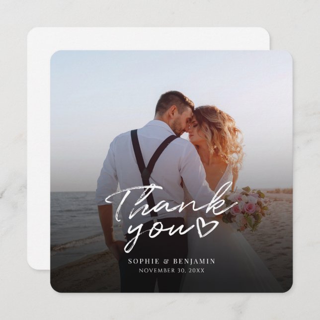 Carte De Correspondance Merci photo moderne chic à la main (Devant / Derrière)