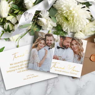 Carte De Correspondance merci,photographies de mariage en calligraphie dor