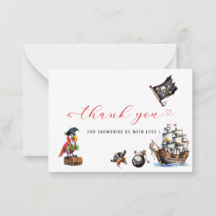 Carte De Correspondance Merci pour la fête d'anniversaire aquarelle pirate