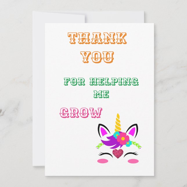 Carte De Correspondance Merci pour m'aider à grandir (Devant)