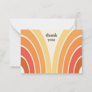 Carte De Correspondance Merci rétro rayures 70's 80s orange jaune
